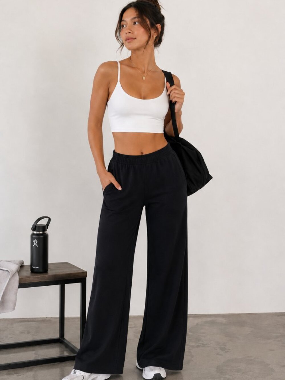 90 Degree By Reflex Black Athleisure Athletic Pants Size Medium (wide leg)